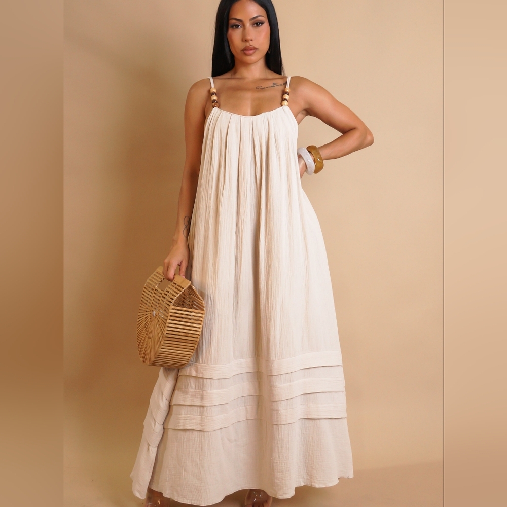 Boho Chic Maxi Dress- Beige